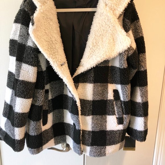 NWT Steve Madden Black and White Buffalo Checkered Winter Jacket . Size XL - Picture 1 of 10